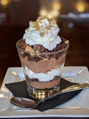 Mud-Pie Trifle served in a glass