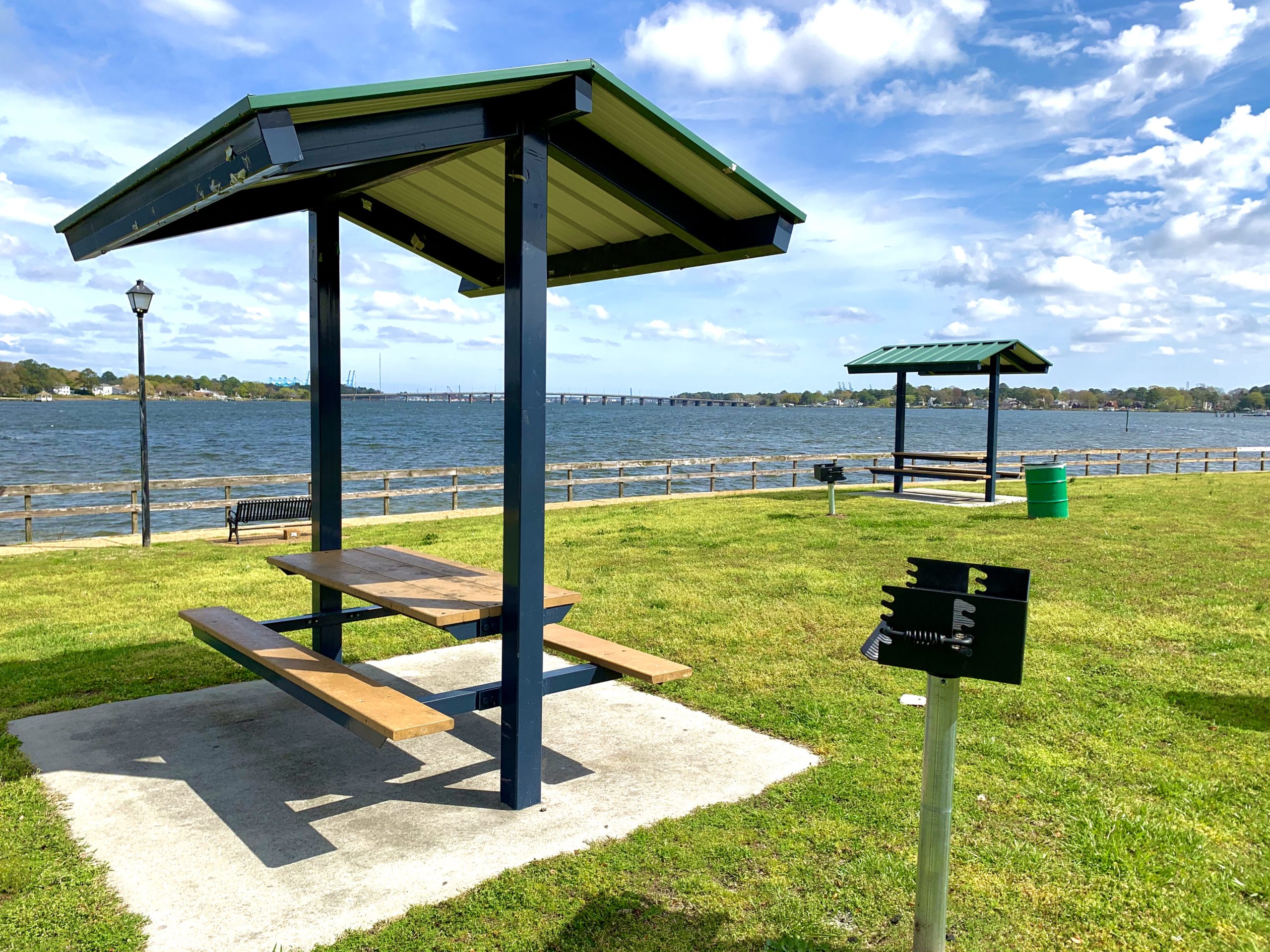 City Park picnic shelters offer spectacular river views from this nature park in Portsmouth Virginia