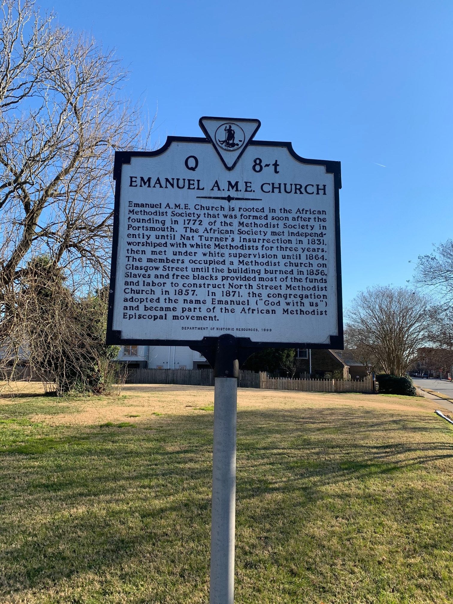 Virginia Historic Marker for Emanuel AME Church