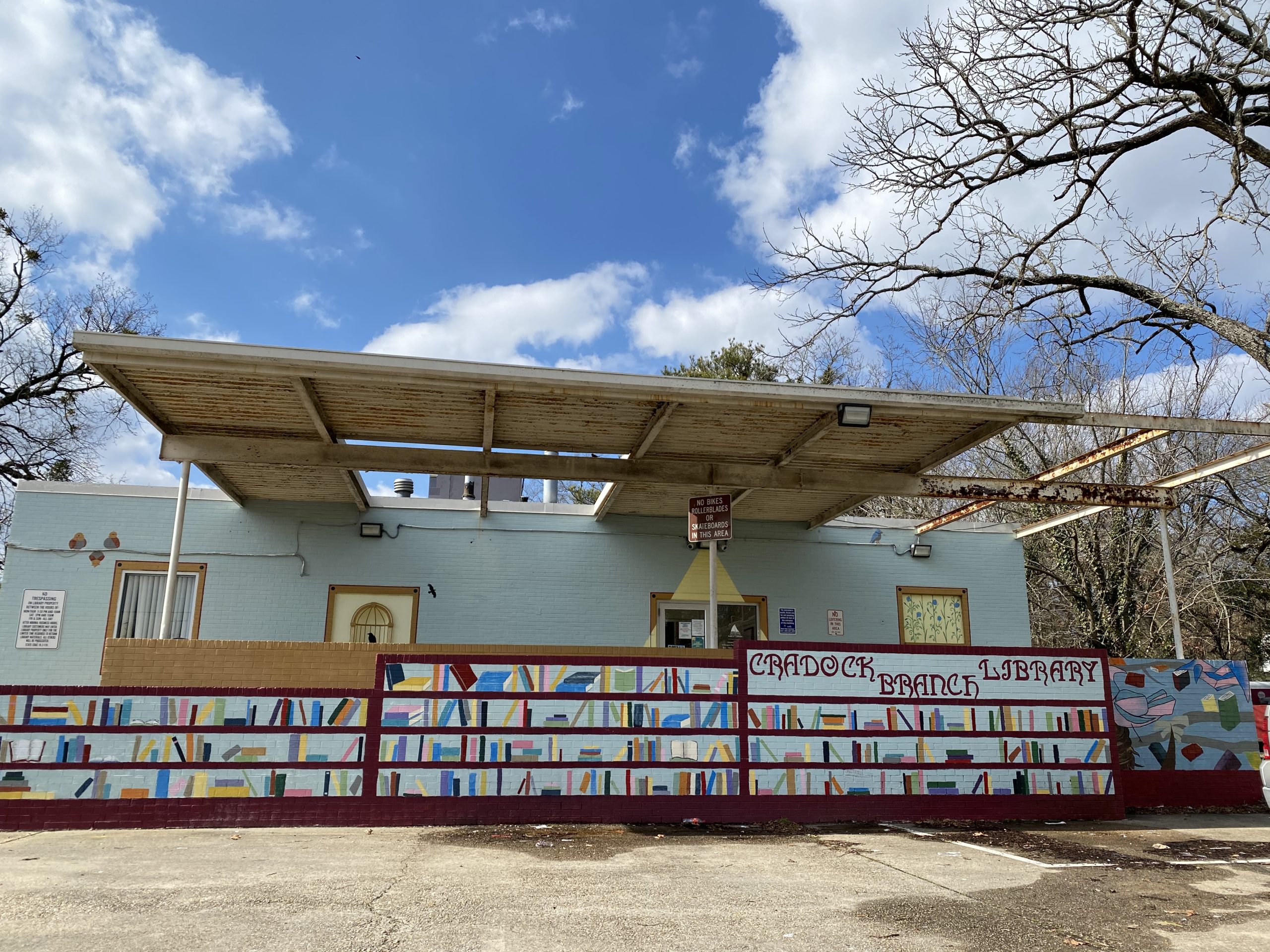 Mural featuring books located at Cradock Library