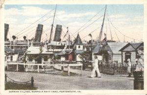 postcard from 1916 showing German village inside the Shipyard