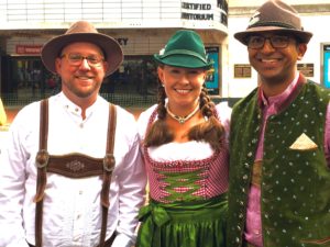 Oktoberfest guests in traditional German attire