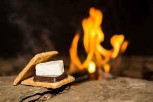 S'more made on open fire