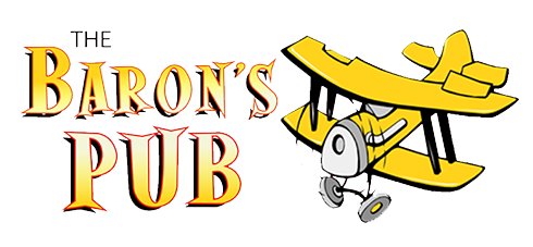 Baron's Pub logo with biplane