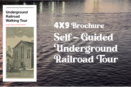 Underground Railroad brochure cover with water background